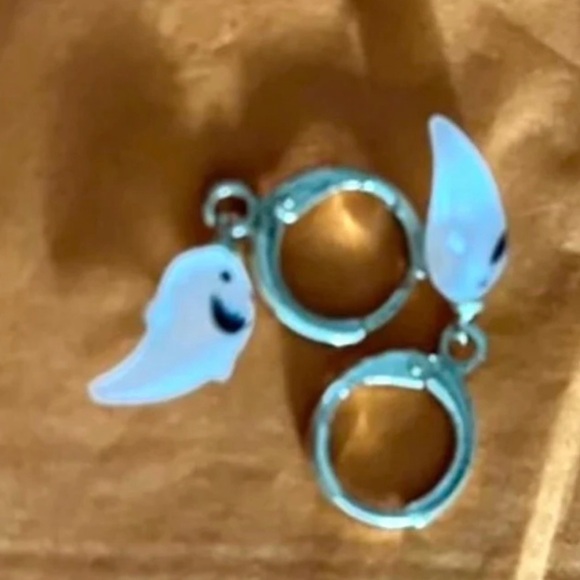 “Happy Lil Ghost” Frosted Glass Whimsy Halloween Cute Goth Spirit Spectre Dangle - Picture 10 of 10